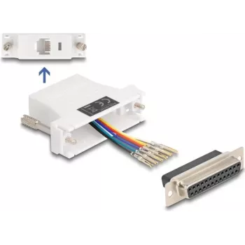 DELOCK D-Sub 25-pin ligzda uz RJ12 ligzdas montāžas komplekts, balts