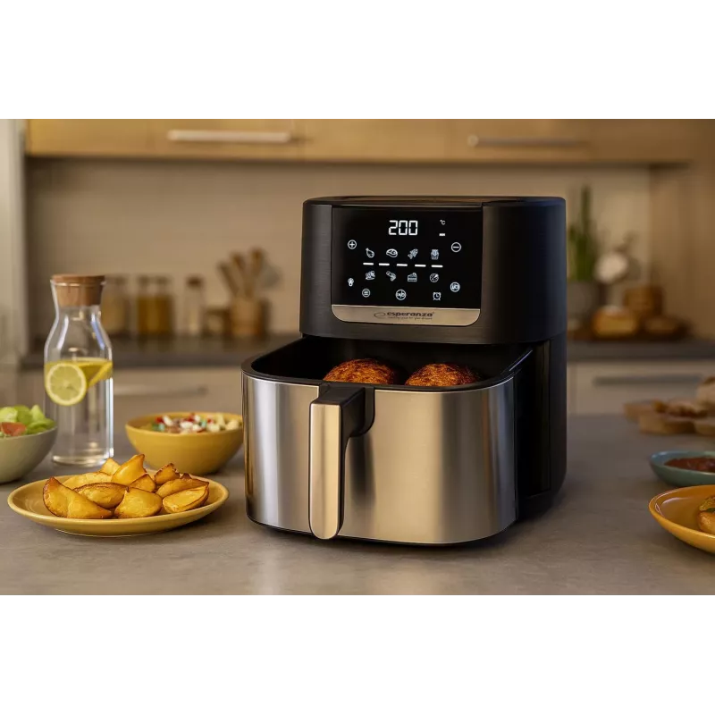 Karstā gaisa fritieris ESPERANZA EKA004 — 8 L, 1700 W, 8 programmas, skārienjutīgas vadības ierīces, nerūsējošais tērauds