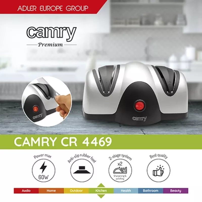 Camry Premium CR 4469 nažu asinātājs Elektriskais nažu asinātājs Melns, Pelēks