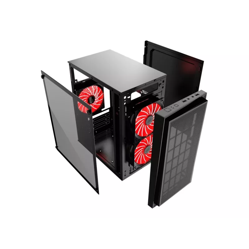 GEMBIRD CCC-FORNAX-950R Gaming dizains PC korpuss 3 x 12 cm ventilatori sarkans