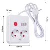 Strāvas sadalītājs MACLEAN MCE387 W — 2 rozetes, 3×USB A, 110–240V, 2500W, 1,5 m kabelis, balts