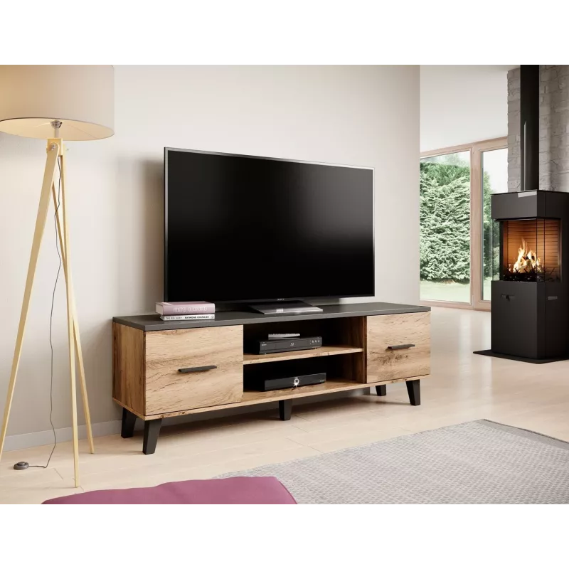 Cama TV stand LOTTA 160 2D2K wotan oak/mat Melns