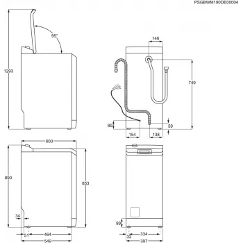 Augšējās ielādes veļas mazgājamā mašīna Electrolux EW2TN5261FP, 6 kg, 1200 apgr./min, 42 l trumulis, balta