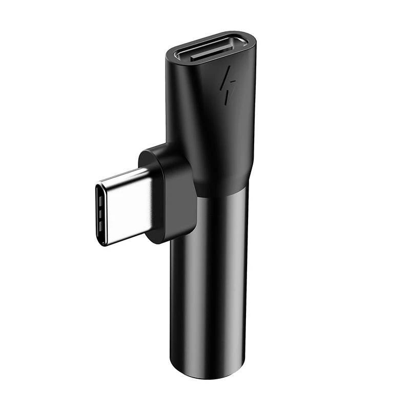 Baseus Audio Adapteris USB-C uz Mini Jack 3.5mm + USB-C (melns)
