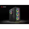 PC kuba korpuss SAVIO Noctis Glass RGB — Melns, ATX/Micro-ATX, 210×410×450 mm, 3×120 mm priekšējie ventilatori