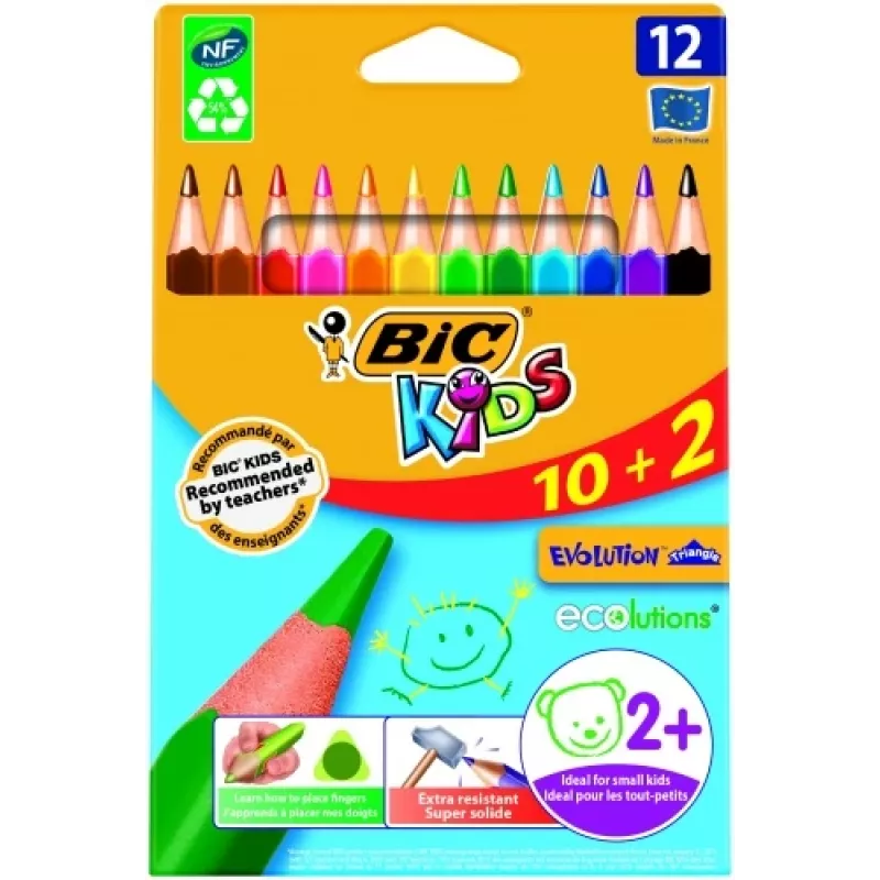 BIC krāsainie zīmuļi CEV.TRIANG.CBW 10+2 EU 12 krāsainie zīmuļi, 214842