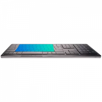 Bezvadu tastatūra CLEVETURA CLVX 1 Touch-On-Keys AI, ANSI US Windows izkārtojums, šķērveida slēdži, alumīnija korpuss, interaktīva RGB apgaismojums