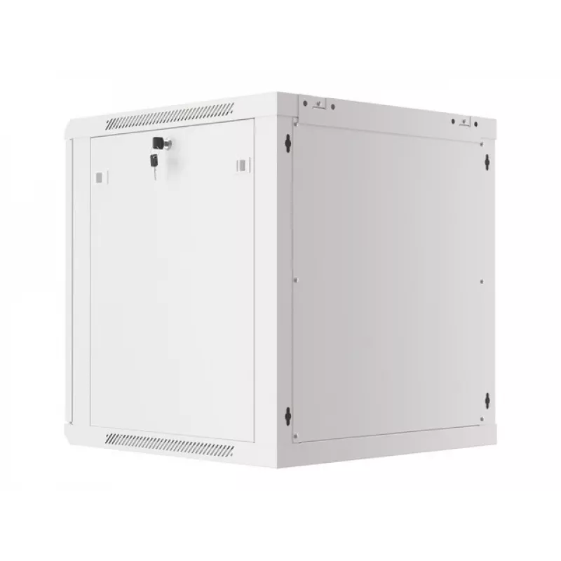 Lanberg pie sienas stiprināms instalācijas plaukts 19 inch 12U 600x600mm pelēks (stikla durvis)