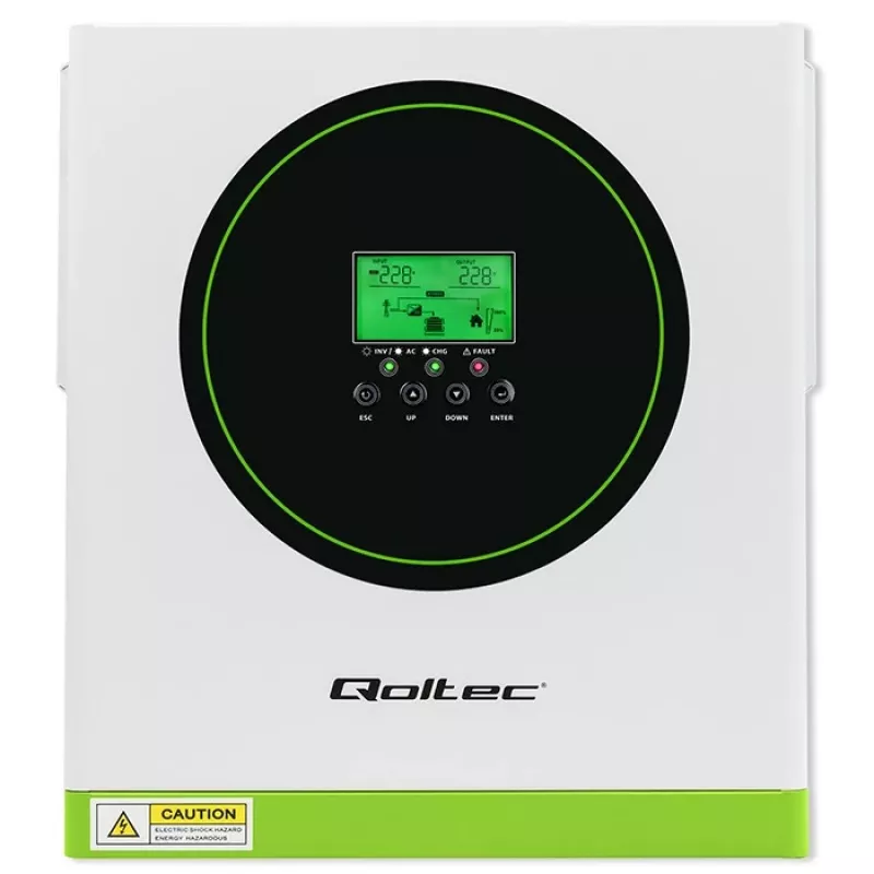Ārpustīkla saules invertors QOLTEC 3500W modelis 53864 autonomām fotoelementu sistēmām