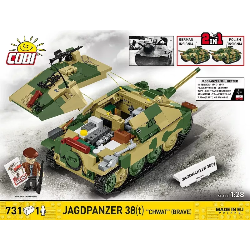 Cobi Blocks Jagdpanzer 38t Brave konstrukciju komplekts, 731 detaļas