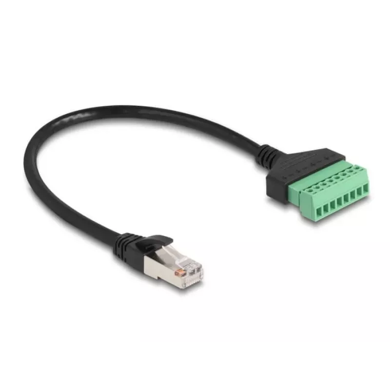 DeLOCK RJ45 kabelis Cat.6 spraudnis–spaiļu bloka adapteris 30 cm melns zaļš