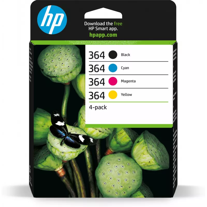 HP 364 4 iepakojums Melns/Cian/Magenta/Dzeltens oriģinālās tintes kasetnes