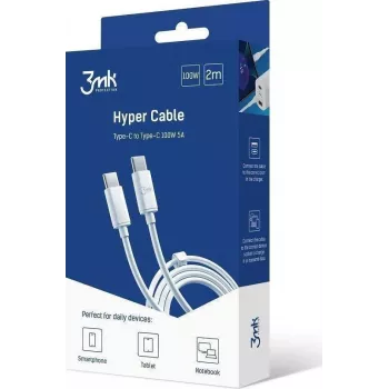 Kabelis USB 3MK USB-C USB-C 2 m Balts