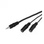Wentronic Goobay 3,5 mm ligzdas adaptera kabelis, melns, 0,2 m – 3,5 mm ligzdas spraudnis (3 kontaktu, stereo) > 2x 3,5 mm ligzdas kontaktligzda (2 kontaktu, mono) (50465)