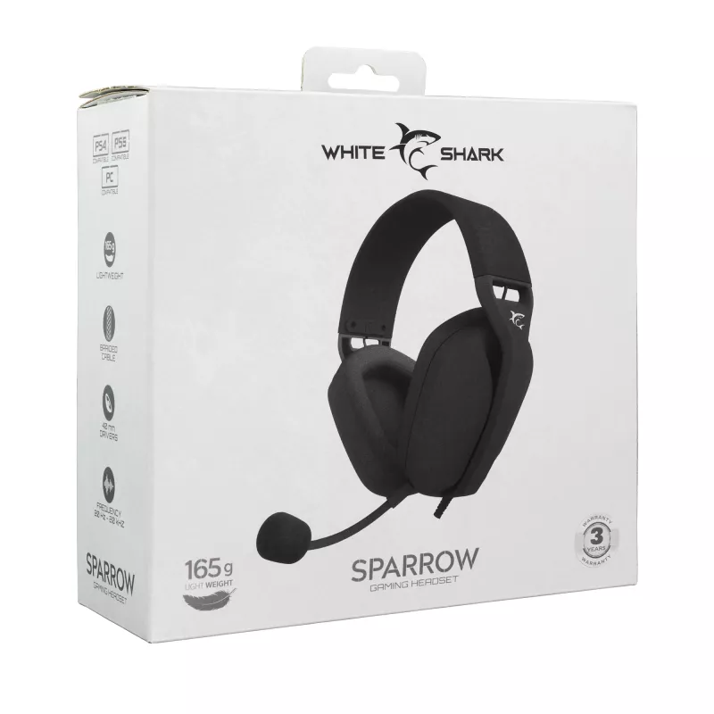 Austiņas White Shark GH-2443 Sparrow Melns