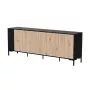 Kumode cama meble MERCI 200 x 40 x 74 cm — melna/amatnieku ozols, skaidu plātne
