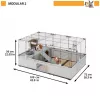 Būris FERPLAST Modular 2 trušiem un jūrascūciņām 109x72x56 cm, metāla, pelēks, stieņu atstatums 23 mm