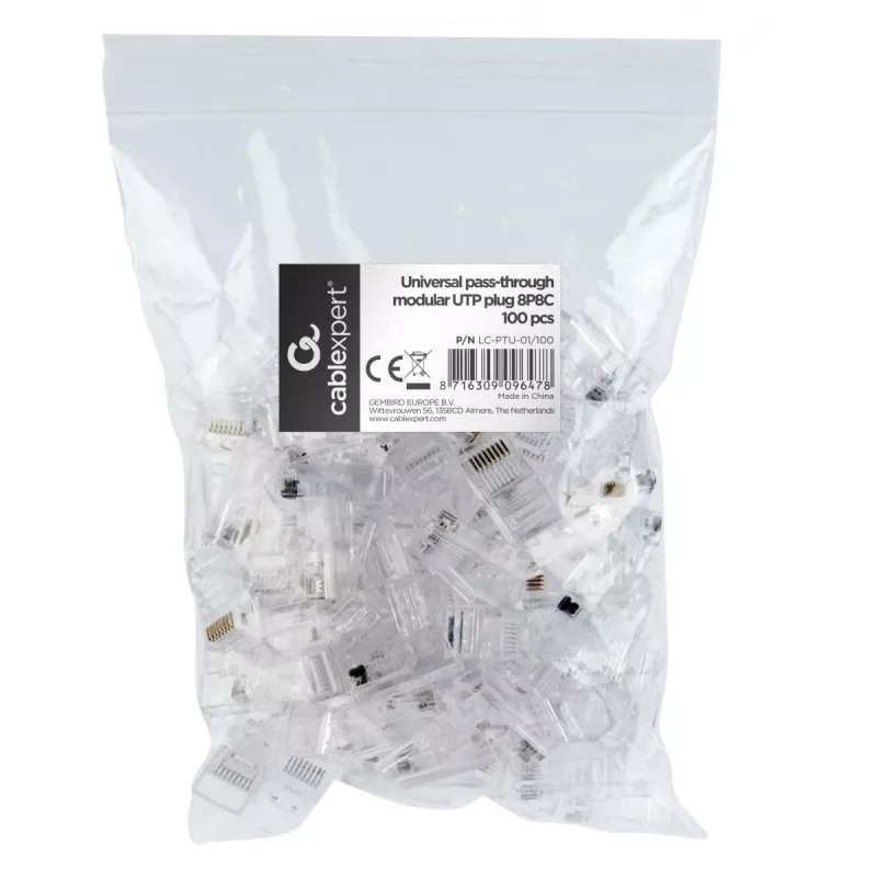 Vada savienotājs Gembird LC-PTU-01/100 8P8C RJ45 caurspīdīgs