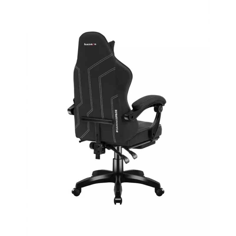 Spēļu krēsls huzaro Force 3.7 Carbon Melns — ergonomisks, regulējams augstums 107.5–116.5 cm, 5 riteņi, jostasvietas un kakla spilveni