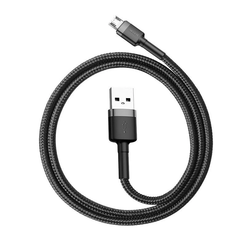 Baseus Cafule 2.4A 1m Micro USB kabelis (pelēks/melns)