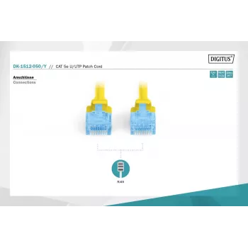 Plākstera vads Digitus CAT 5e U/UTP DK-1512-050/Y 5m Dzeltens