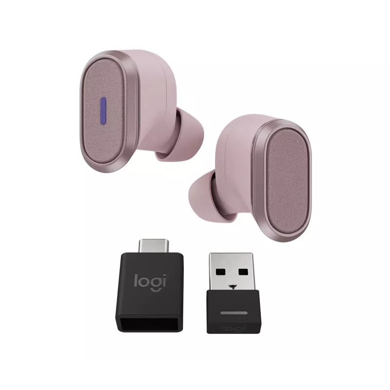 Logitech Zone True Wireless, ievietojamās austiņas, ANC, Rosé, rozā, ievietojamās, Bluetooth, 985-001090