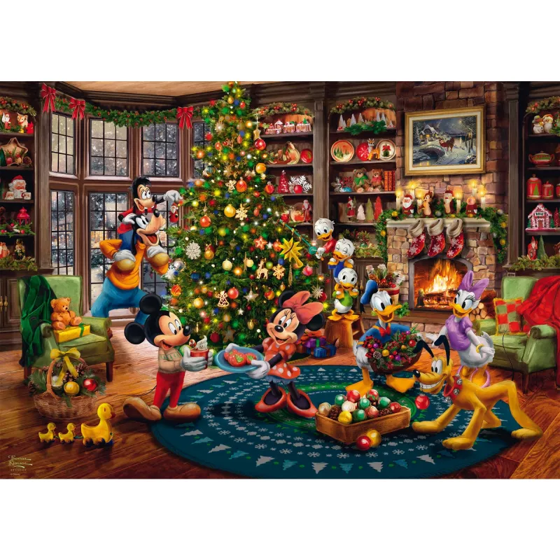 Thomas Kinkade Studios: Disney - Mickey & Minnie Trimming The Tree, puzle 1000 gabali