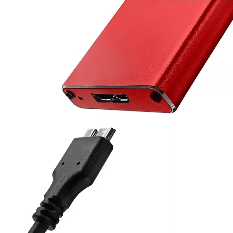 SSD korpuss QOLTEC 51831 USB 3.0 M.2 SATA diskiem līdz 2TB, sarkans, atbalsta 30 mm garumu, līdz 4 diskiem