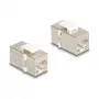 Keystone modulis DELOCK 90637 — plakans RJ-45, sudrabains/baltas, 16,1×29,9×20,7 mm