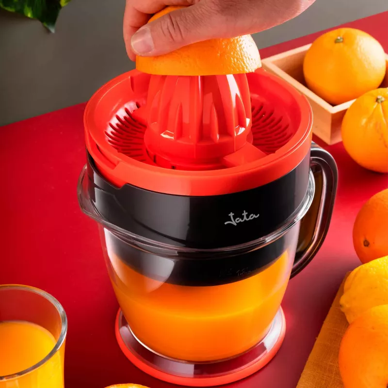 Elektriskā citrusaugļu prese JATA JEEX1422 1,2 L 40 W melna sarkana caurspīdīga