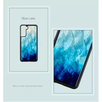 Telefona maciņš iKins Samsung Galaxy S21+ — aizsargājošs aizmugures vāciņš, blue lake Melns