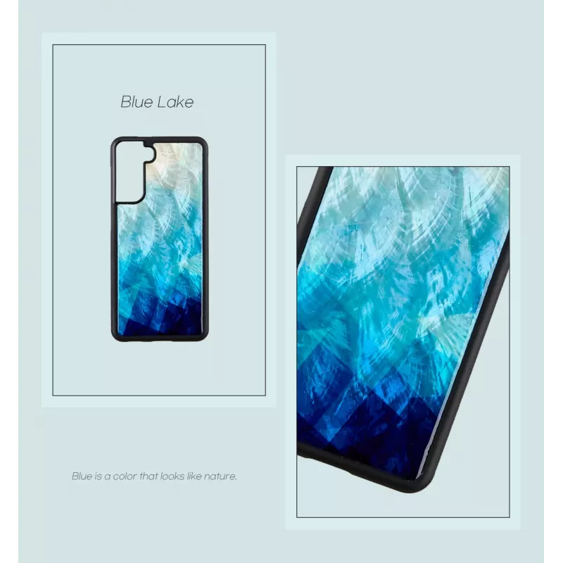 Telefona maciņš iKins Samsung Galaxy S21+ — aizsargājošs aizmugures vāciņš, blue lake Melns