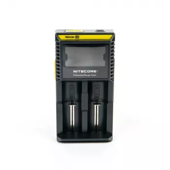 Bateriju lādētājs Nitecore D2 — 2 slotu lādētājs AA/AAA/AAAA/C baterijām, 100–240 V ieeja, 4,2 V izeja, melns