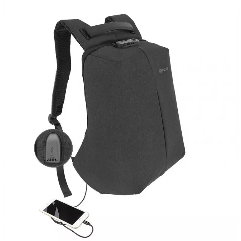 Mugursoma Tellur Notebook 15.6 Antitheft ar USB portu, melna