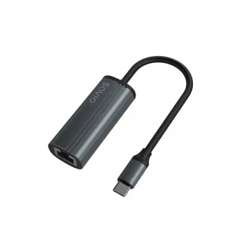 SAVIO Adapter USB-C 3.1 Gen.1 (M) uz RJ-45 Gigabit Ethernet (F), 1000 Mbps, AK-56, pelēks