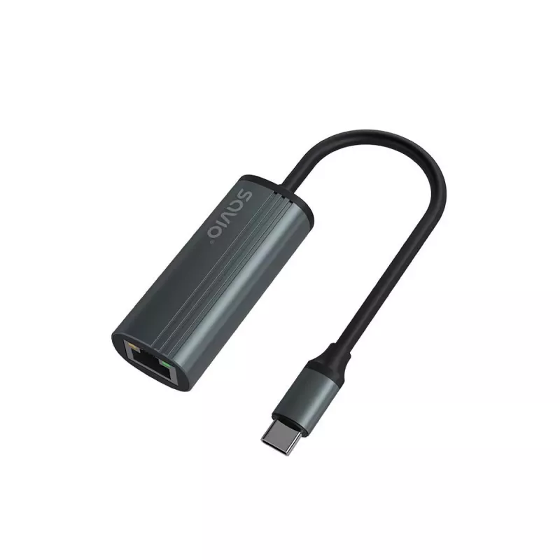 SAVIO Adapter USB-C 3.1 Gen.1 (M) uz RJ-45 Gigabit Ethernet (F), 1000 Mbps, AK-56, pelēks