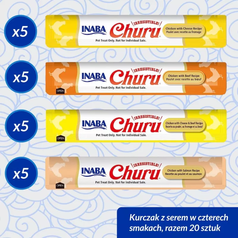 Kaķu gardumi INABA Churu Variety Box — vista un liellopu gaļa, 20 x 14 g tūbiņas