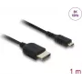 HDMI kabelis DELOCK 81690 — 1 m, HDMI Type A (Standard) uz Type D (Micro), zeltīti kontakti, 48 Gbit/s, 7680×4320, melns