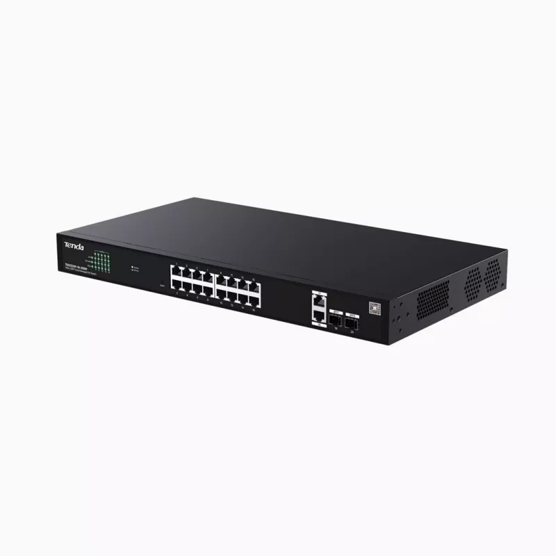 Slēdzis TENDA TEG2220P-16-250W — Gigabit Websmart L2 Cloud PoE+ 16×1Gb/s, 230 W