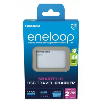 USB lādētājs akumulatoriem PANASONIC Eneloop Smartplus BQ-CC87 + 4x AA 2000 mAh (K-KJ87MCD40USB)