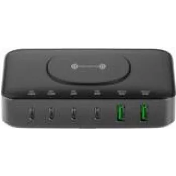 4smarts uzlādes doks - 7-in-1 - 100 vati - 5 A - PD/PPS, PD 3.0, QC 3.0, HiSilicon ātrā uzlāde, AFC - 6 izejas porti (24 kontaktu USB-C, USB)