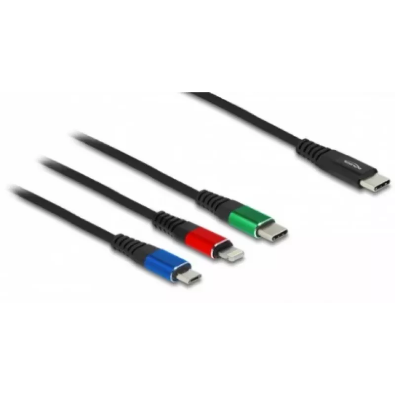 DeLOCK USB uzlādes kabelis 3-in-1 USB Type-C Lightning Micro USB 30 cm