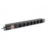 Lanberg | Strāvas sadales bloks (PDU) 19 collu 1U 10A 2M 7X Schuko kontaktligzdas | PDU-07F-0200-IEC-BK