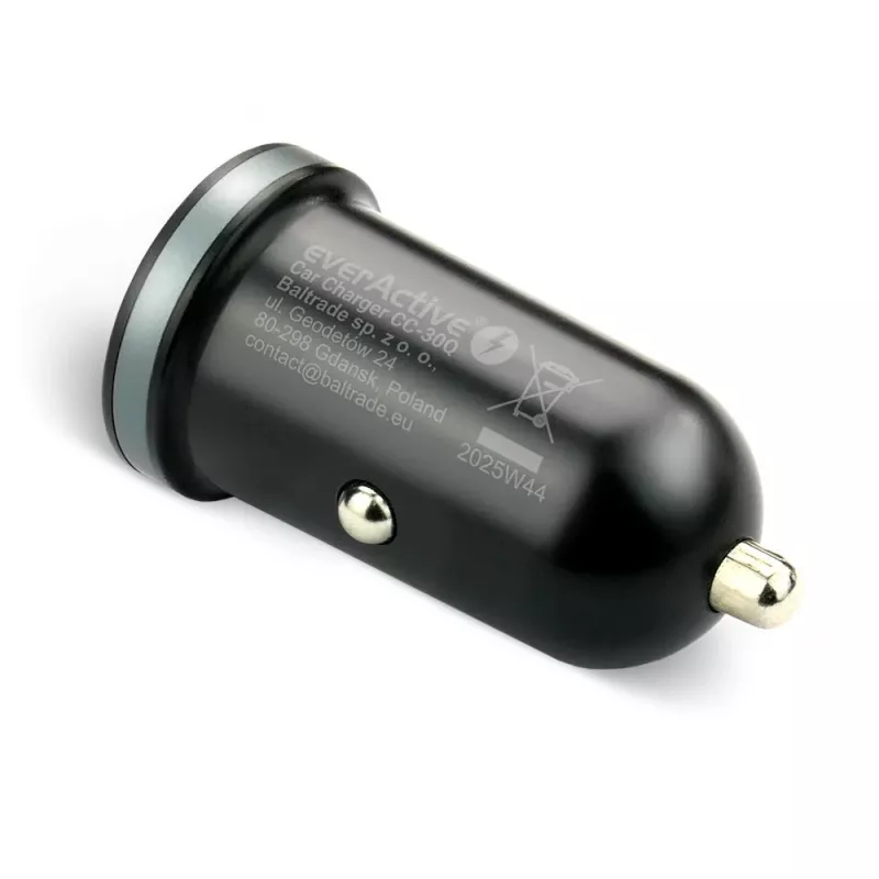Automašīnas lādētājs everActive CC-30Q QC3.0 35W — 1x USB-A, 1x USB-C, ātrā uzlāde