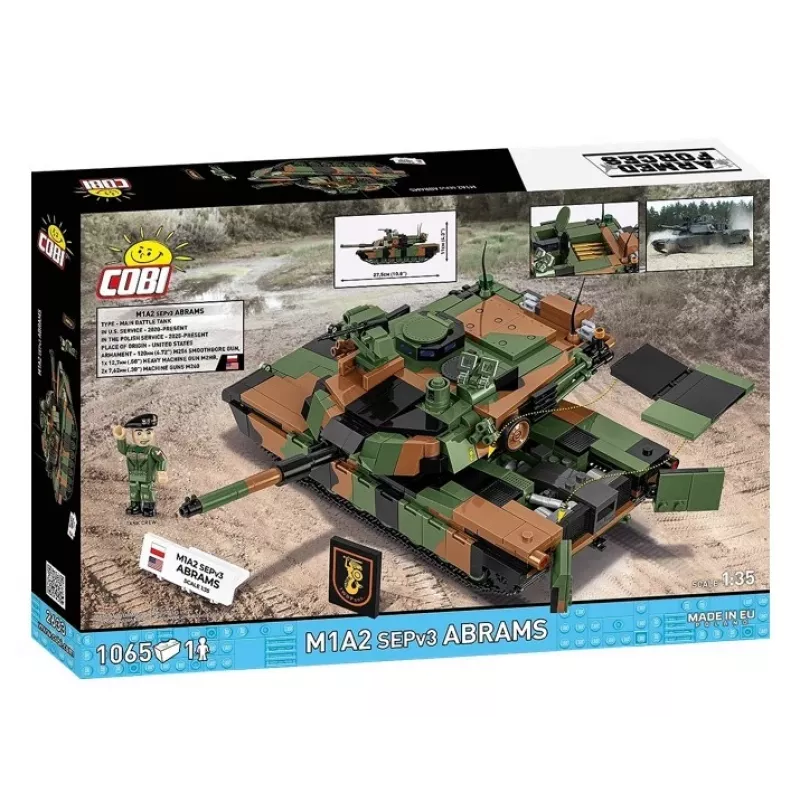Konstrukciju komplekts Cobi M1A2 SEPV3 Abrams modelis ar 1065 ķieģeļiem