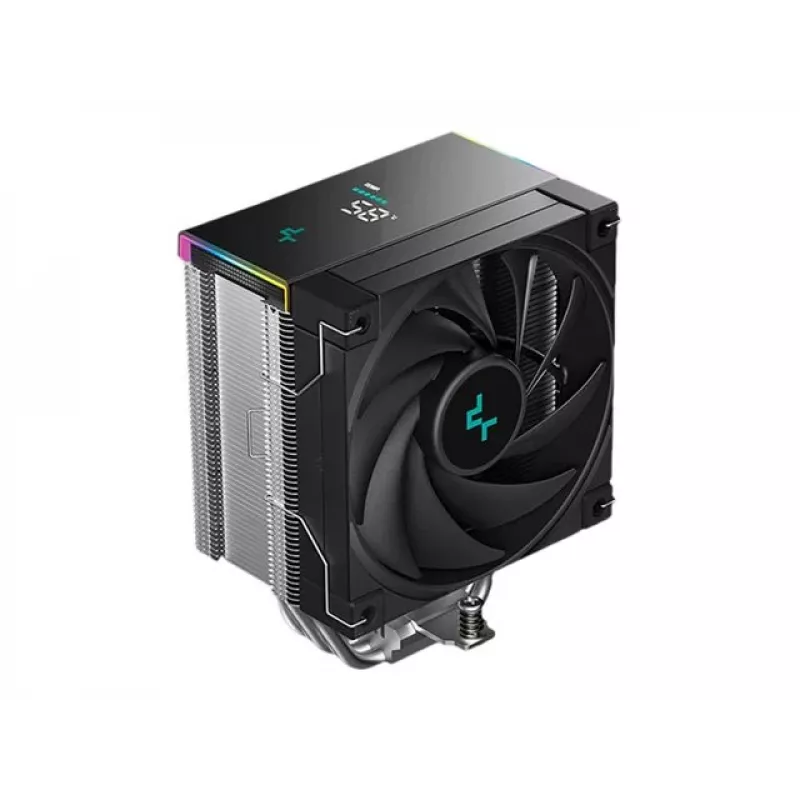 Dzesētājs DeepCool AK500S Digital SE — 120 mm ventilators, atbalsta LGA1700/AM5/AM4 un Intel LGA115x/1200 ligzdas, melns