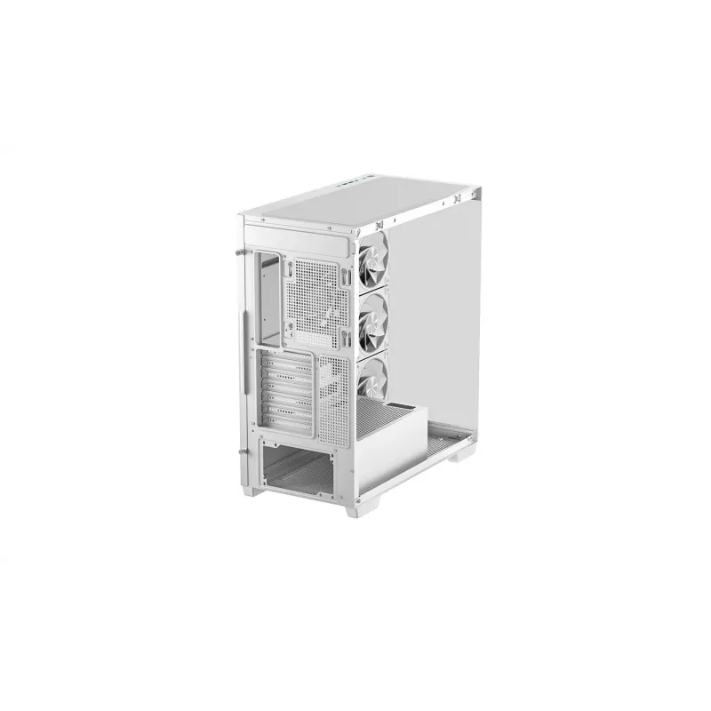 PC Case DeepCool CG580 4F V2 Midi Tower balta — ATX, rūdīts stikls, 3x120mm sānu ventilatori, 360mm sānu radiatora atbalsts
