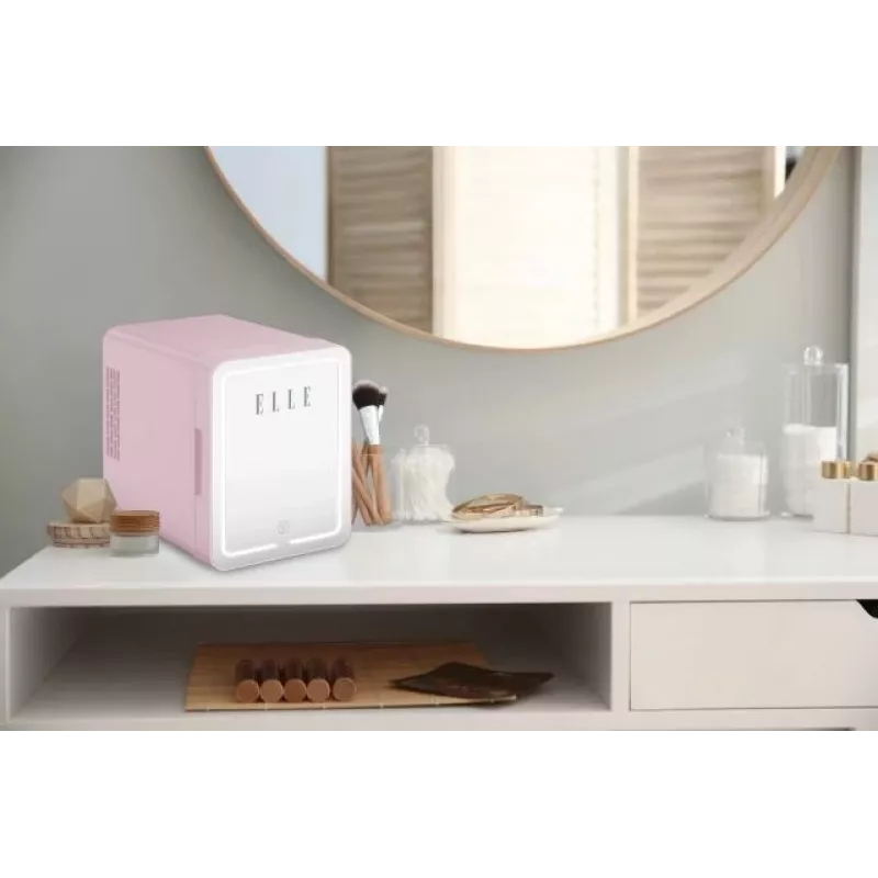 Mini ledusskapis ar LED kosmētikas spoguli Elle ESDAFX04PUEU 4 L, violets