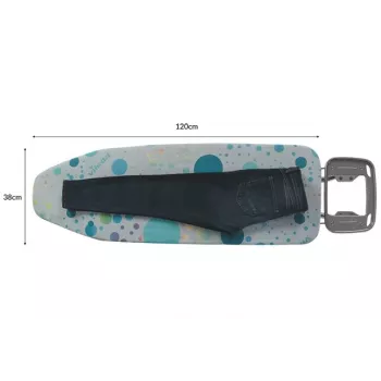 Pilna izmēra gludināmais dēlis Vileda — pilna izmēra nerūsējošā tērauda kājas 1200×380 mm dēlis augstums 75–96 cm salokāms gludekļa turētājs