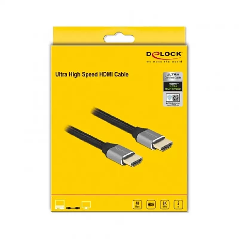 DELOCK īpaši ātrdarbīgs HDMI kabelis 48 Gbps 8K 60Hz pelēks 2m sertificēts